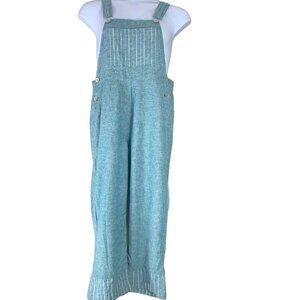 Goddess Gear Overalls Size Small Hemp Cotton Blend Blue White Pockets Adjustable